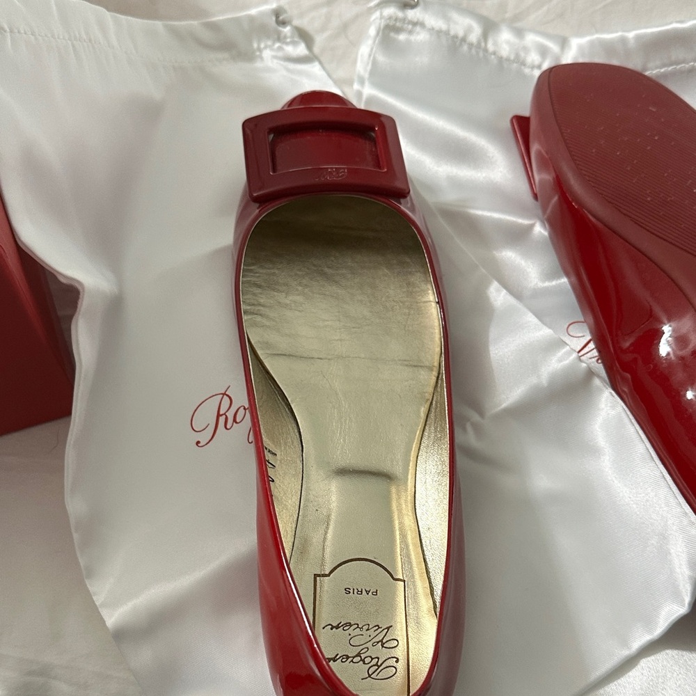 Roger Vivier Red Patent Leather Flats